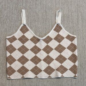 Brown and Light Cream Argyle Women's Top/Sweater Vest